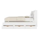 LED Platform Bed With Trundle With Storage Headboard With Drawers