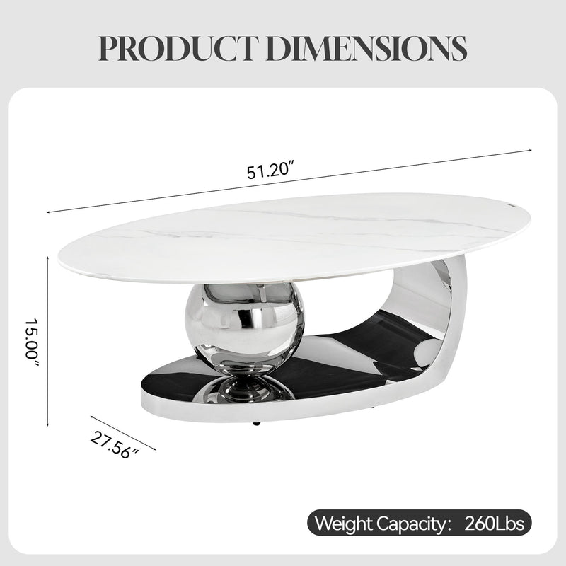 Oval Coffee Table With Geometric Precision