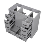 36" Bathroom Vanity Without Sink, Cabinet Base Only, 6 Drawers, Multi Functional Drawer Divider, Adjustable Shelf - Grey