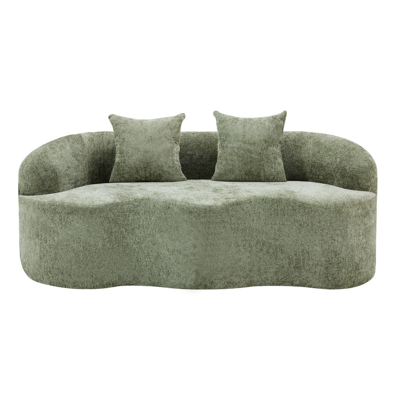 Curved Loveseat Sofa With Round Armrest