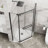 Durable Hardware Neo Angle Frameless Shower Door With Acrylic Base Combo
