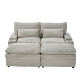 Loveseat Sofa Sectional Convertible With Storage And USB Ports - Gray
