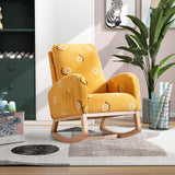 Modern Accent Rocker Armchair With Side Pocket, Upholstered High Back