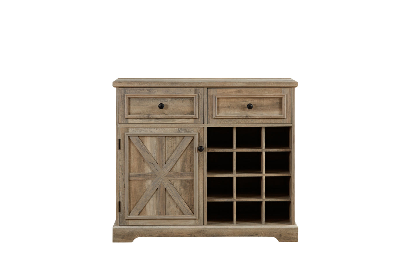 Farmhouse Buffet Cabinet with Storage Sideboard with 2 Drawers, Wine Bar Cabinet with Removable Wine Racks Storage Shelves, Liquor Coffee Bar Cupboard for Kitchen, Dining Room, Gray Wash39.37*15.75*34