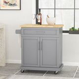 Negley - Contemporary Kitchen Cart With Wheels - Gray