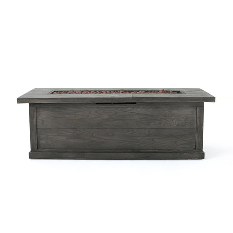 Transitional Rectangular Outdoor Propane Fire Pit With 50,000 Btu