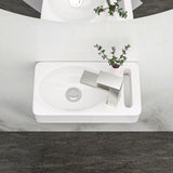 Rectangle, Wall Mount Bathroom Sink & Single Faucet Hole - White