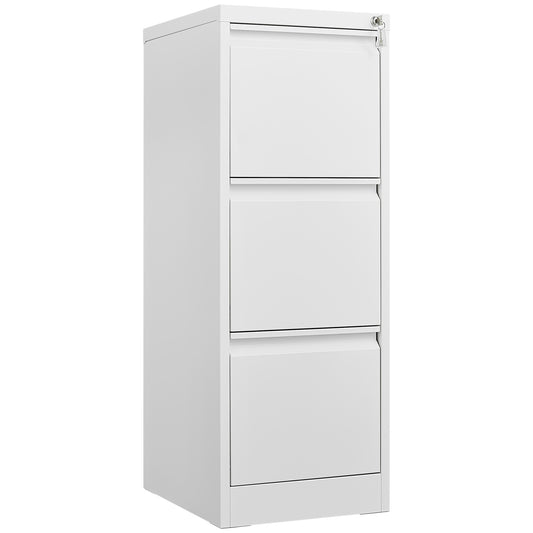 3 Drawer File Cabinet with Lock Metal Vertical File Storage Cabinet Office Home Steel Vertical File Cabinet for A4 Legal/Letter Size Narrow File Cabinet Locked,Assembly Required