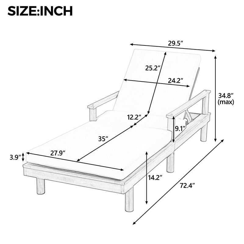 5 Position Adjustable Outdoor Chaise Lounge