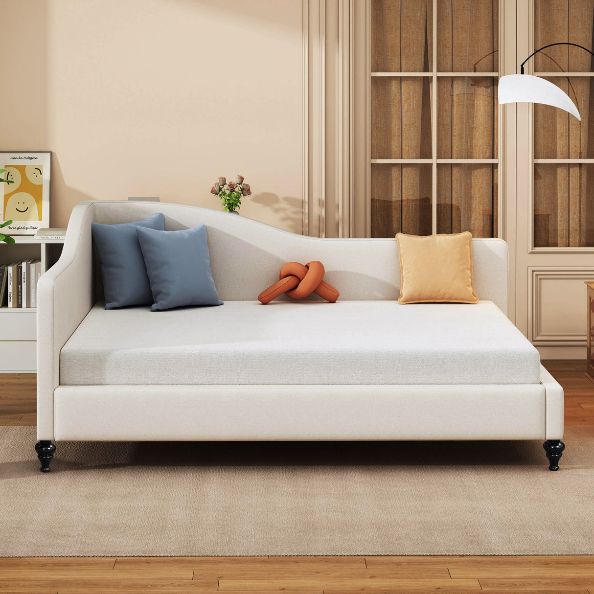 Modern L Shaped Linen Daybed With Legs