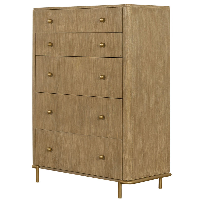 Stevie - Rectangular 5 Drawer Chest - Sand
