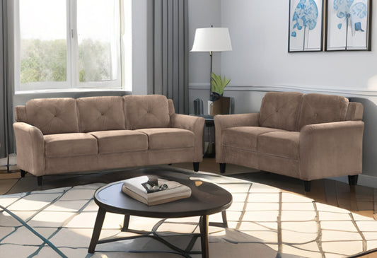 Stylish flannel living room two piece sofa set, brown flannel