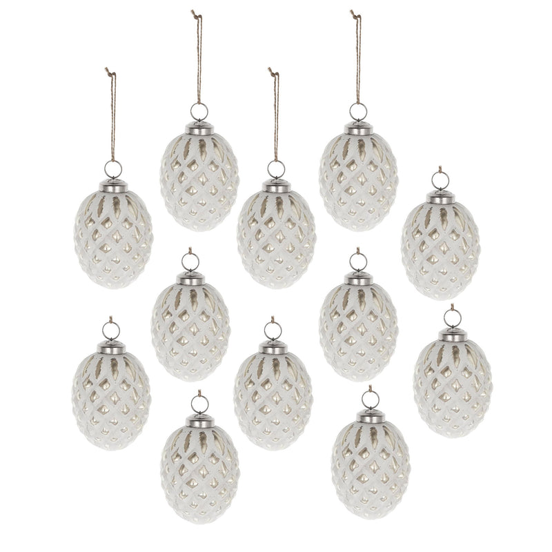 Glass Decorative Hanging Ball Christmas Tree Ornaments (Set of 12)