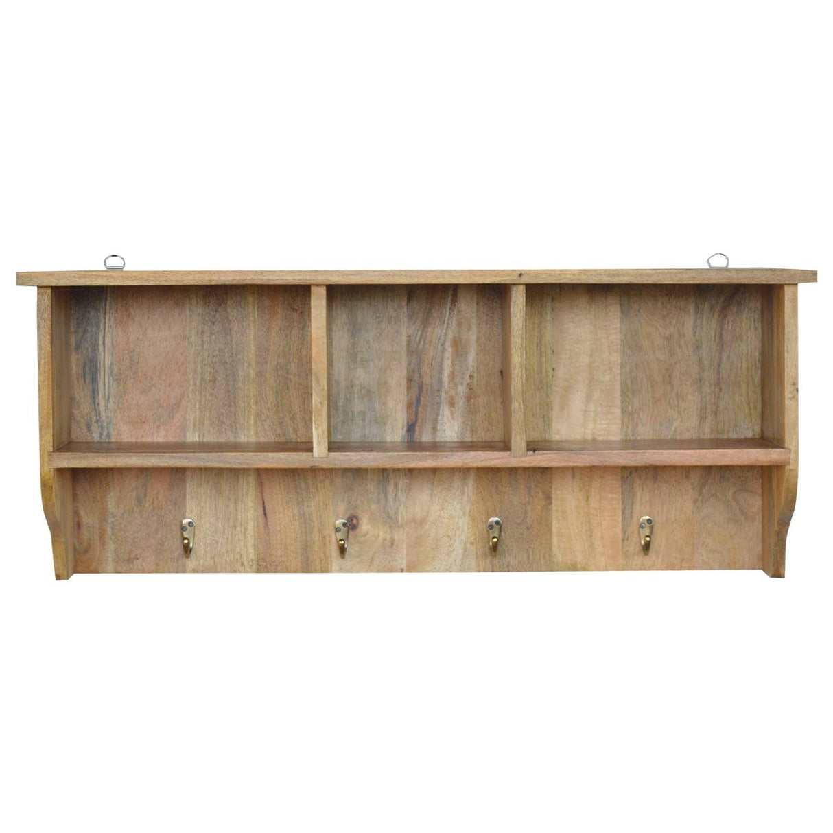 Floating Coat Rack With 3 Shelves - Beige