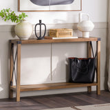 Farmhouse Metal X Table With Lower Shelf