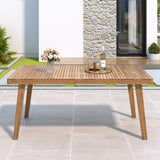 Outdoor Dining Table With Slatted Top, Ideal For Patio