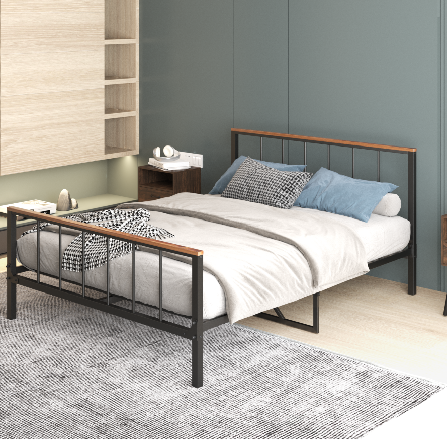 Metal Platform Bed frame with Headboard and Footboard,Sturdy Metal Frame, No Box Spring Needed(Full)