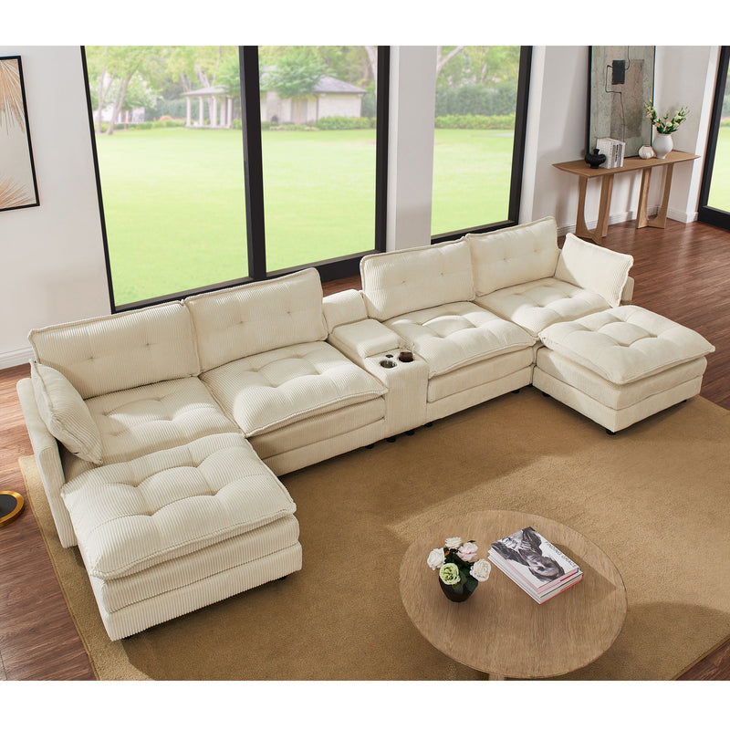 Oversized Modular Sectional Sofa With Multi Functional Console