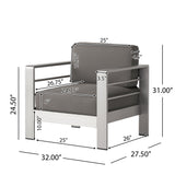 Outdoor Aluminum Club Chair With Cushion - Gray