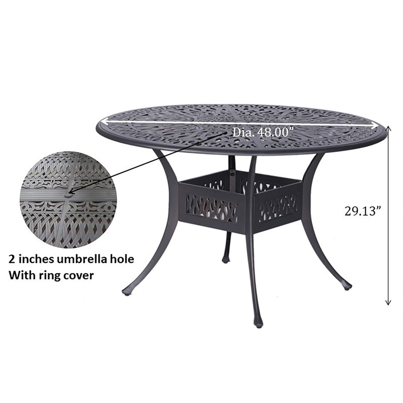 Outdoor Patio Aluminum 48" Round Dining Table - Dessert Night
