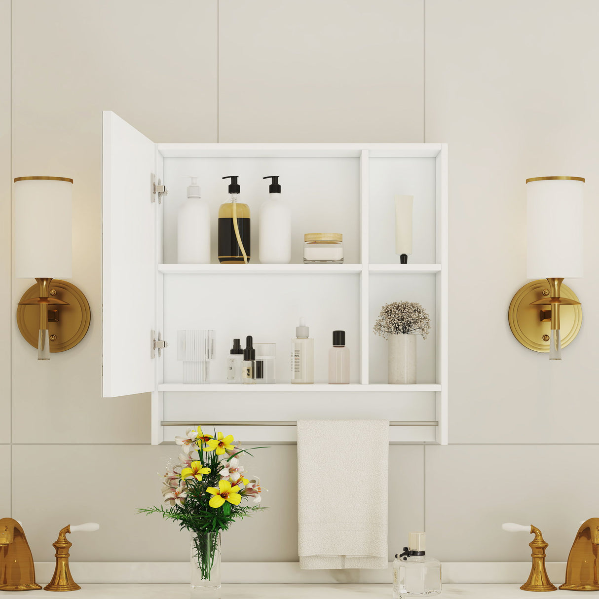 Bathroom Mirror Medicine Cabinet Wall Mounted With Shelves