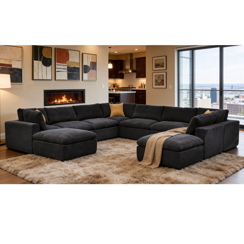 Custom Configuration Modular Sectional With Toss Pillows