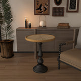 Round End Table With Pedestal Base - Natural Wood