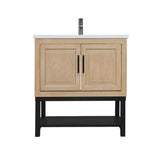 Modern Freestanding Bathroom Vanity With Ceramic Sink, Hot And Cold Faucet, Storage Cabinet & Open Shelf
