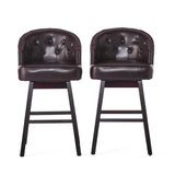 Mellifluous - 360 Degree Swivel Bar Stool With Stunning Nailhead Trim, (Set of 2)