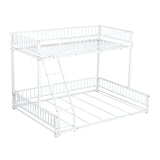 Bunk Bed Frame With Ladder And Safety Guardrails