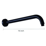 16" Shower Arm With Flange, Stainless Steel, Rust Resistant Design - Matte Black