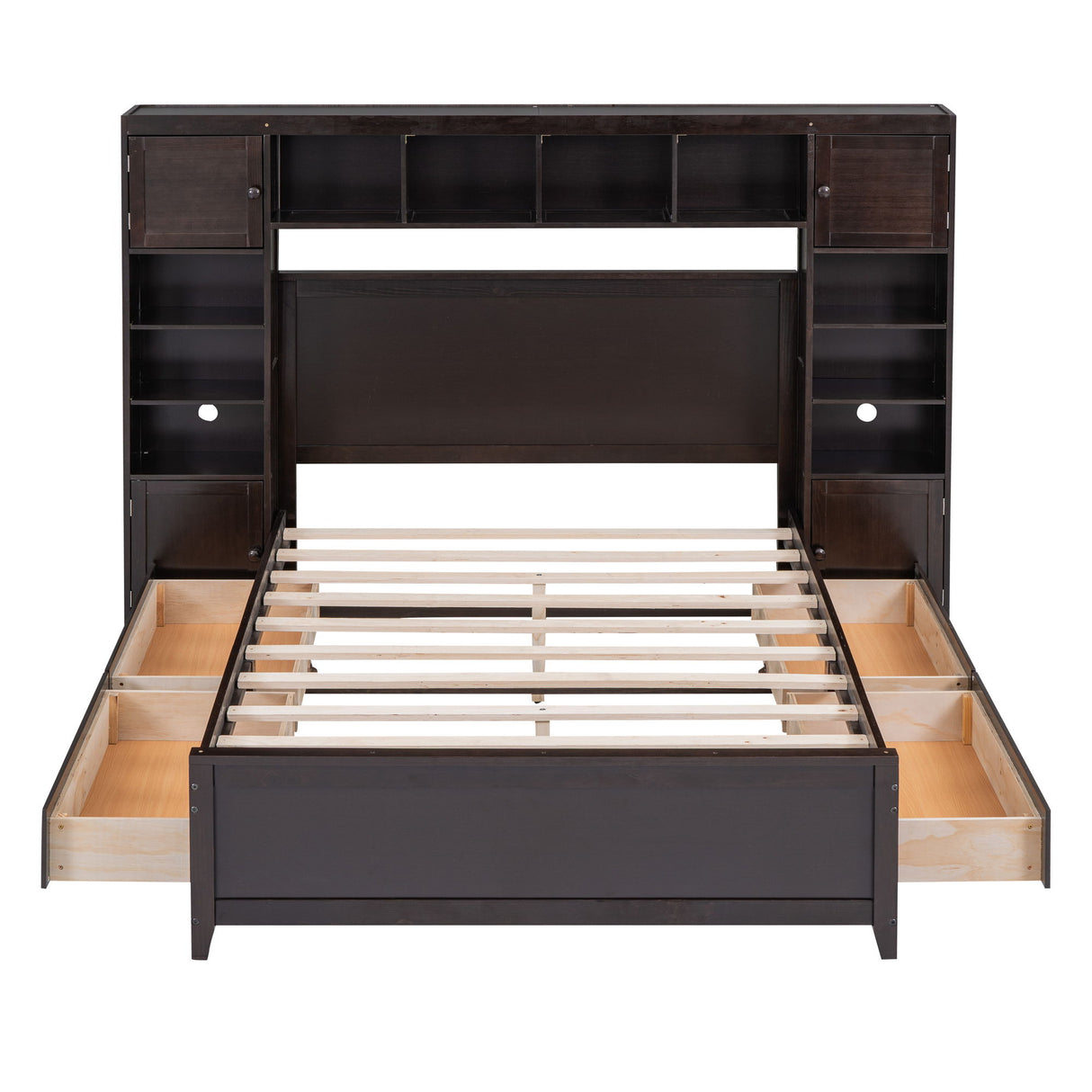 Bed With All In One Cabinet And Shelf
