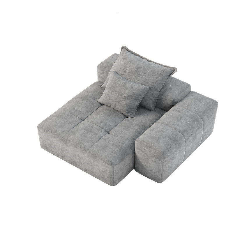 Modern Oversized Modular Sectional Sofa, Sparkling Fabric Soft Cushion Sofa With 2 Pillows