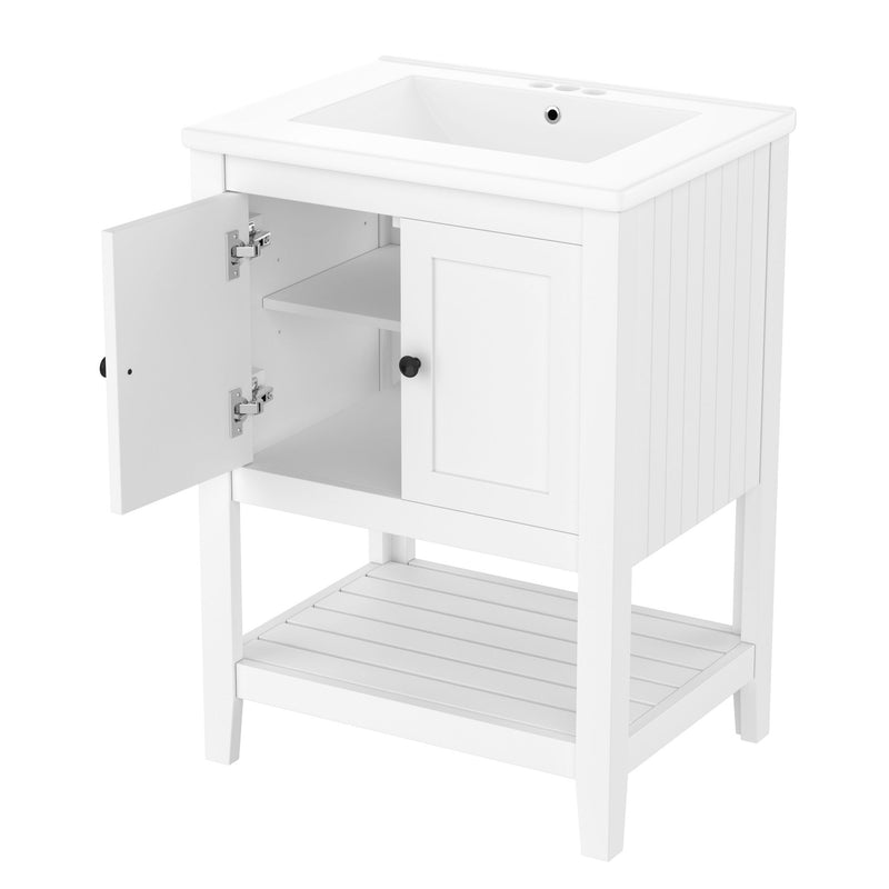 Modern Bathroom Vanity With Sink And Open Shelf
