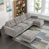 Modern L - Shape Convertible Sectional Sofa With Movable Ottoman