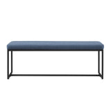 Modern Cushioned Upholstered Entry Bench With Base - Denim