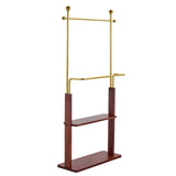 Hanger Double Layer Coat Rack With Solid Wood Partition - Gold / Walnut