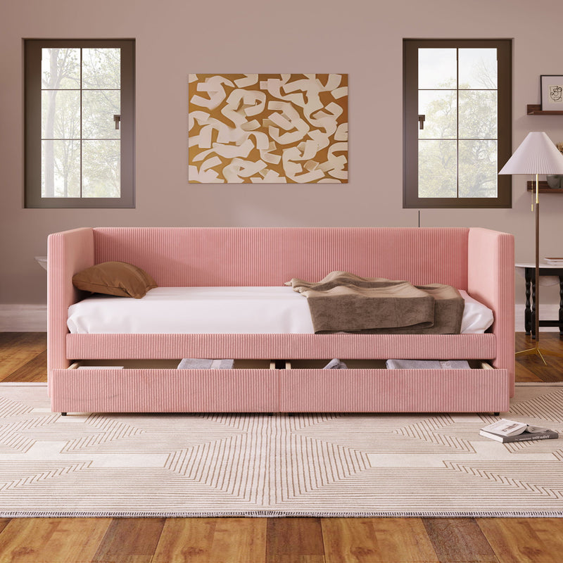 Daybed With Two Drawers And Wood Slat
