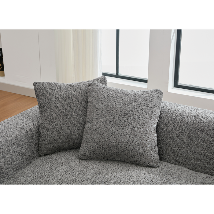 [NEW ARRIVED] [VIDEO PROVIDED]2 Piece Boucle Cloud Sofa Set, Upholstered Sofa Set, Modern 3 Seater and 2 Seater Sofa with MDF End Table for Living Room ,Apartment,3+2 couch,Boucle,Dark Gray