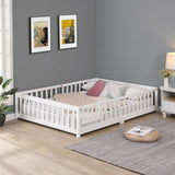 Solid Floor Bed With Door And Fence For Children
