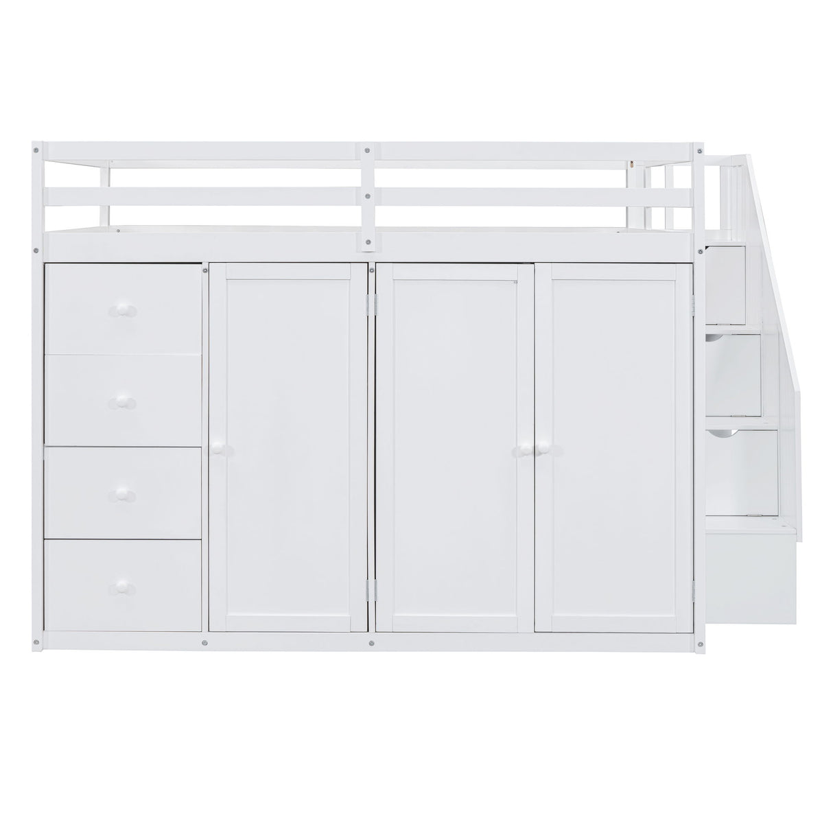 Loft Bed With Built In Wardrobes, Cabinets And Drawers