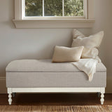 Tufted Storage Bench With Soft Close Lid - Light Gray / Cream