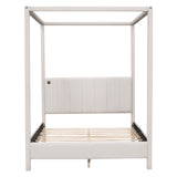 Canopy Platform Bed With USB And Type-C Ports