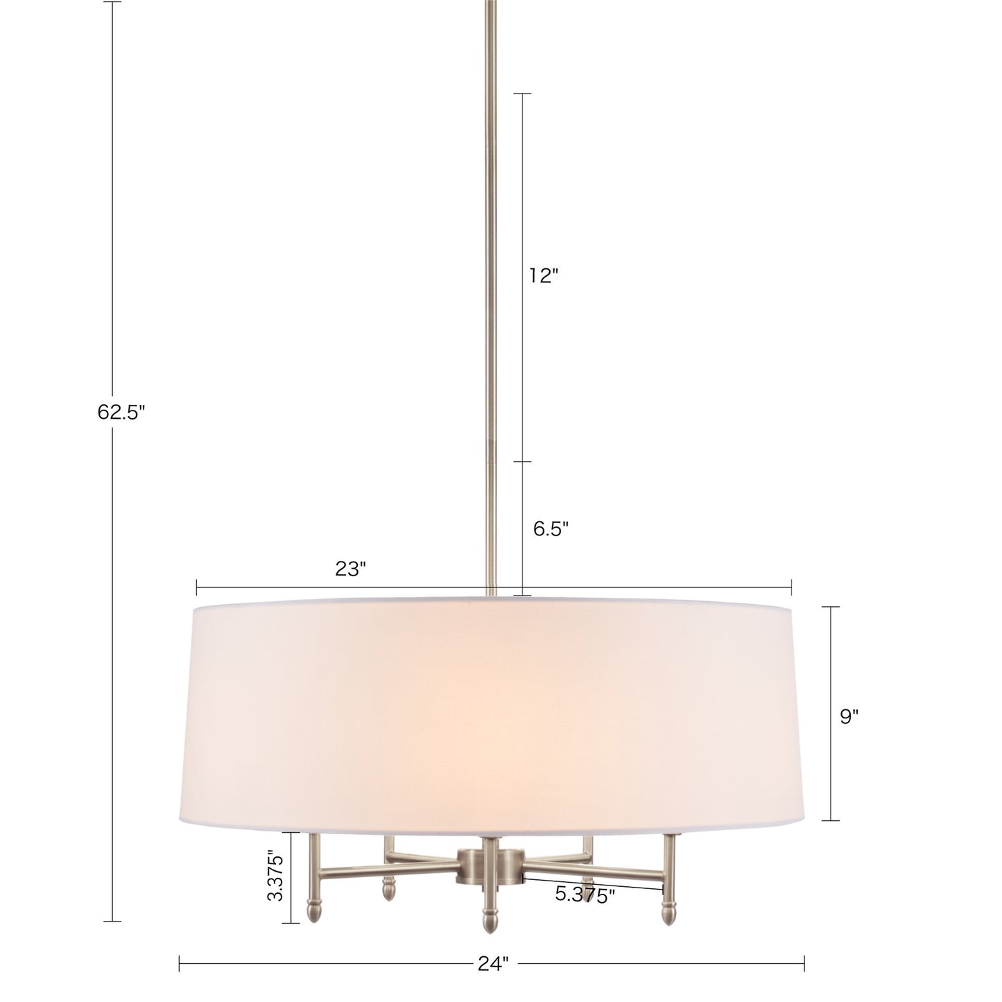 5-Light White Drum Shade Chandelier