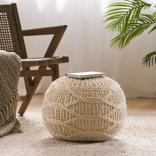 Malibu Knitted Wool 20 x 20 Round Pouf