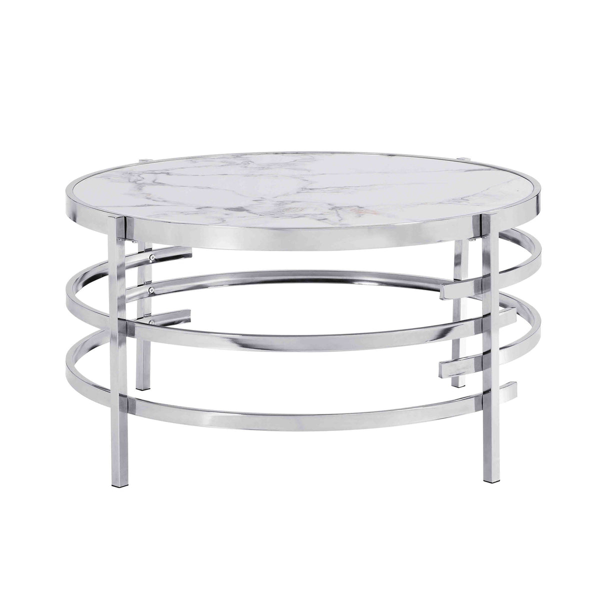 Round Table With Sintered Stone Top And Sturdy Metal Frame