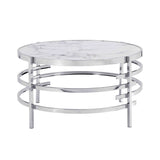 Round Table With Sintered Stone Top And Sturdy Metal Frame