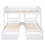 Triple Bunk Bed With Drawers And Guardrails