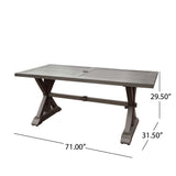 Modern Outdoor Dining Table With X Shaped Legs, Umbrella Hole