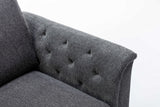 Stanton - Linen Chair With Tufted Arms - Dark Gray